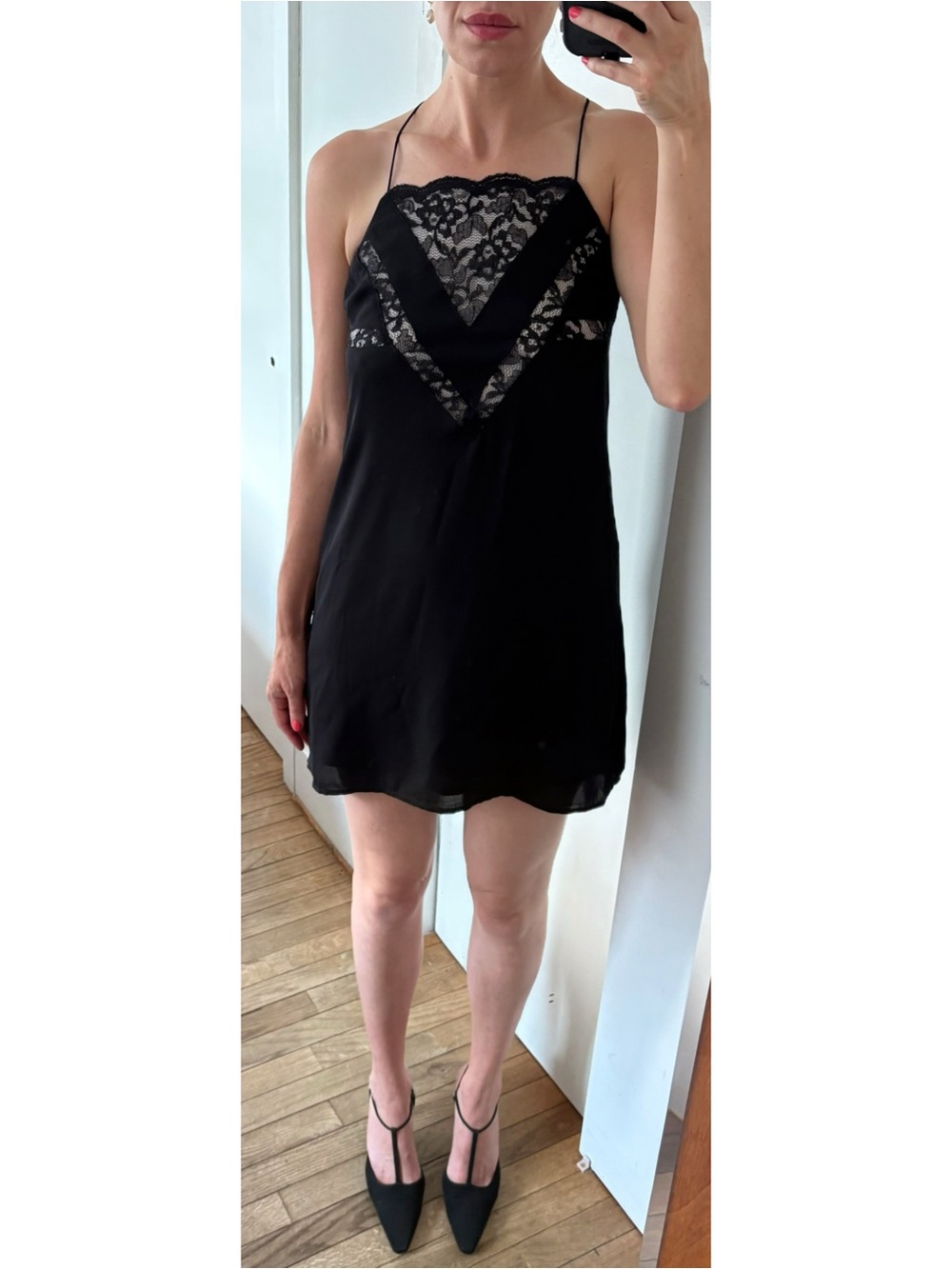 Express Black Lace Mini Slip Dress Coquette 90s Inspired Lingerie XS